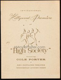 5g387 HIGH SOCIETY souvenir program book + Hollywood premiere ticket stub '56 honoring Cole Porter