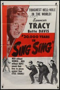 5h004 20,000 YEARS IN SING SING 1sh R56 Bette Davis & Spencer Tracy in the toughest hell-hole!