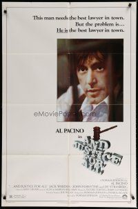 5h038 AND JUSTICE FOR ALL 1sh '79 directed by Norman Jewison, Al Pacino fights back!