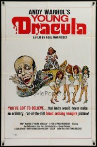 5h041 ANDY WARHOL'S DRACULA 1sh R76 different cartoon art of Young Dracula Udo Kier & sexy girls!