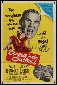 5h044 ANGELS IN THE OUTFIELD 1sh '51 artwork of Paul Douglas & sexy Janet Leigh, baseball!