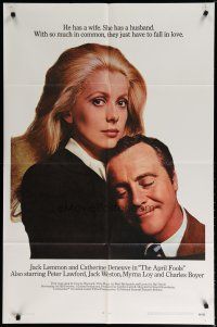 5h049 APRIL FOOLS 1sh '69 Jack Lemmon & Catherine Deneuve are married but not to each other!