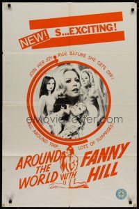 5h053 AROUND THE WORLD WITH FANNY HILL Canadian 1sh '74 sexy Shirley Corrigan, a lady of pleasure!