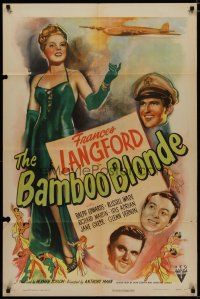 5h067 BAMBOO BLONDE style A 1sh '46 art of super sexy elegant Frances Langford & WWII bomber!