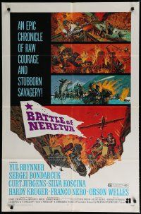 5h076 BATTLE OF NERETVA 1sh '71 Yul Brynner, cool war artwork of several different battles!
