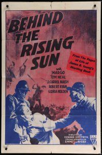 5h084 BEHIND THE RISING SUN 1sh R50s Tom Neal, Robert Ryan, WWII propaganda!