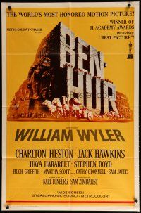 5h088 BEN-HUR 1sh R69 Charlton Heston, William Wyler classic religious epic, cool chariot art!
