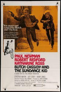 5h148 BUTCH CASSIDY & THE SUNDANCE KID style B 1sh '69 Paul Newman, Robert Redford, Katharine Ross!