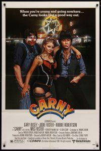 5h159 CARNY 1sh '80 Jodie Foster, Robbie Robertson, Gary Busey in carnival clown make up!