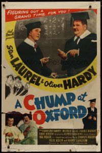 5h184 CHUMP AT OXFORD 1sh R46 great images of Laurel & Hardy in cap and gown!