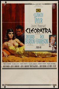 5h191 CLEOPATRA Spanish/U.S. 1sh '64 Elizabeth Taylor, Richard Burton, Rex Harrison, Howard Terpning art!