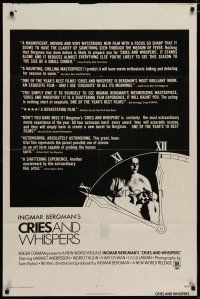 5h208 CRIES & WHISPERS 1sh '73 Ingmar Bergman's Viskningar och Rop, cool artwork!