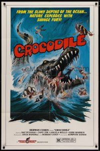5h211 CROCODILE 1sh '81 Chorake, wild art of giant croc eating naked girl!