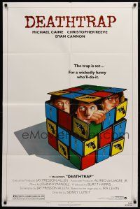 5h231 DEATHTRAP style B 1sh '82 art of Chris Reeve, Michael Caine & Dyan Cannon in Rubik's Cube!