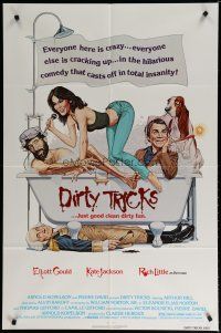 5h242 DIRTY TRICKS 1sh '81 wacky Larry Salk art of Elliott Gould, Kate Jackson!