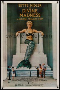 5h244 DIVINE MADNESS style B 1sh '80 great image of mermaid Bette Midler as Lincoln Memorial!