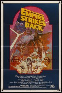 5h275 EMPIRE STRIKES BACK 1sh R82 George Lucas sci-fi classic, cool artwork by Tom Jung!