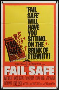 5h289 FAIL SAFE 1sh '64 the shattering worldwide bestseller directed by Sidney Lumet!