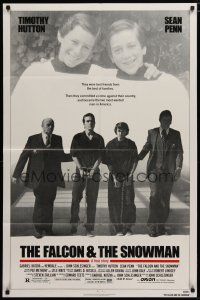 5h290 FALCON & THE SNOWMAN 1sh '85 Sean Penn, Timothy Hutton, John Schlesigner directed!