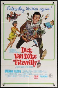 5h310 FITZWILLY 1sh '68 great comic art of Dick Van Dyke & sexy Barbara Feldon by Frank Frazetta!