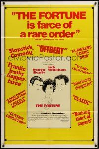 5h322 FORTUNE 1sh '75 cool artwork of Jack Nicholson & Warren Beatty, Stockard Channing!