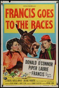 5h329 FRANCIS GOES TO THE RACES 1sh '51 Donald O'Connor & talking mule, horse racing!