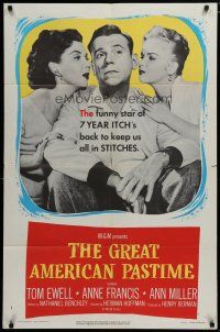 5h377 GREAT AMERICAN PASTIME 1sh '56 baseball, Tom Ewell between sexy Anne Francis & Ann Miller!