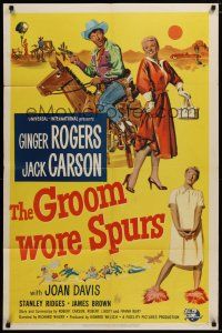 5h389 GROOM WORE SPURS 1sh '51 lady lawyer Ginger Rogers meets Hollywood cowboy Jack Carson!