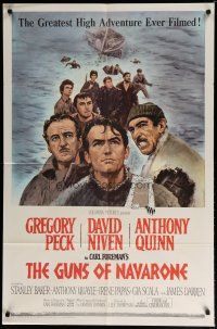5h393 GUNS OF NAVARONE 1sh '61 Gregory Peck, David Niven & Anthony Quinn by Howard Terpning!