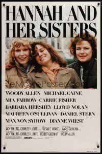 5h396 HANNAH & HER SISTERS 1sh '86 Woody Allen, Mia Farrow, Carrie Fisher, Barbara Hershey!