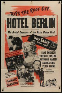 5h434 HOTEL BERLIN 1sh '45 sexy Faye Emereson, Helmut Dantine, Andrea King, rips the roof off!