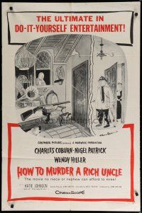 5h437 HOW TO MURDER A RICH UNCLE 1sh '58 Charles Coburn, Nigel Patrick, art by Charles Addams!