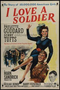 5h445 I LOVE A SOLDIER style A 1sh'44 Paulette Goddard holds Sonny Tufts in uniform,Barry Fitzgerald