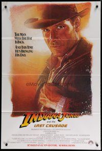 5h454 INDIANA JONES & THE LAST CRUSADE advance 1sh '89 art of Ford & Sean Connery by Drew!