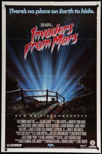 5h461 INVADERS FROM MARS video poster '86 Tobe Hooper, art by Rider, no place on Earth to hide!