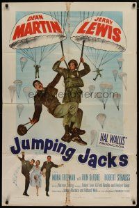 5h481 JUMPING JACKS 1sh '52 great image of Army paratroopers Dean Martin & Jerry Lewis!