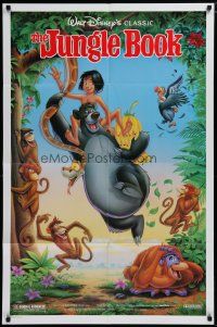 5h483 JUNGLE BOOK DS 1sh R90 Walt Disney cartoon classic, great image of Mowgli & friends!