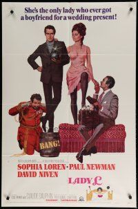 5h501 LADY L style B 1sh '66 cool art of sexy Sophia Loren, Paul Newman & David Niven!