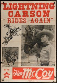 5h520 TIM MCCOY 1sh '40s portrait art of classic cowboy with trusty horse, Lightning Carson Rides Again