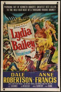 5h541 LYDIA BAILEY 1sh '52 Dale Robertson & Anne Francis dance to the beat of voodoo drums!