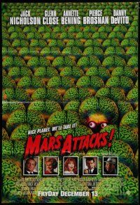 5h565 MARS ATTACKS! advance DS 1sh '96 directed by Tim Burton, great image of many alien brains!