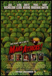 5h564 MARS ATTACKS! advance 1sh '96 directed by Tim Burton, great image of many alien brains!
