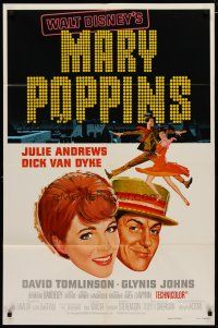 5h566 MARY POPPINS style A 1sh R80 Julie Andrews & Dick Van Dyke in Walt Disney's musical classic!