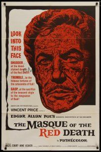 5h568 MASQUE OF THE RED DEATH 1sh '64 cool montage art of Vincent Price by Reynold Brown!