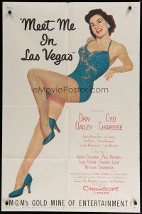5h571 MEET ME IN LAS VEGAS 1sh '56 super sexy full-length showgirl Cyd Charisse in skimpy outfit!