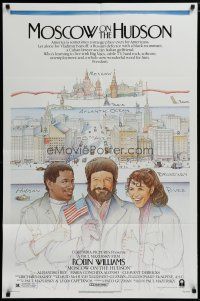 5h595 MOSCOW ON THE HUDSON 1sh '84 great artwork of Russian Robin Williams by Craig!