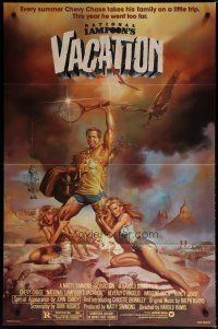 5h611 NATIONAL LAMPOON'S VACATION 1sh '83 art of Chevy Chase, Brinkley & D'Angelo by Boris!