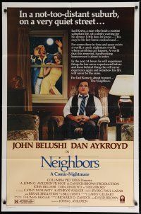 5h617 NEIGHBORS 1sh '81 Belushi & Aykroyd w/sexy Cathy Moriarty