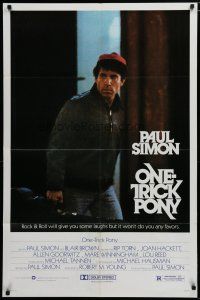 5h642 ONE TRICK PONY 1sh '80 great c/u of Paul Simon holding guitar in case, rock & roll!