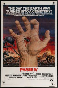 5h676 PHASE IV 1sh '74 great art of ant crawling out of hand by Gil Cohen, directed by Saul Bass!